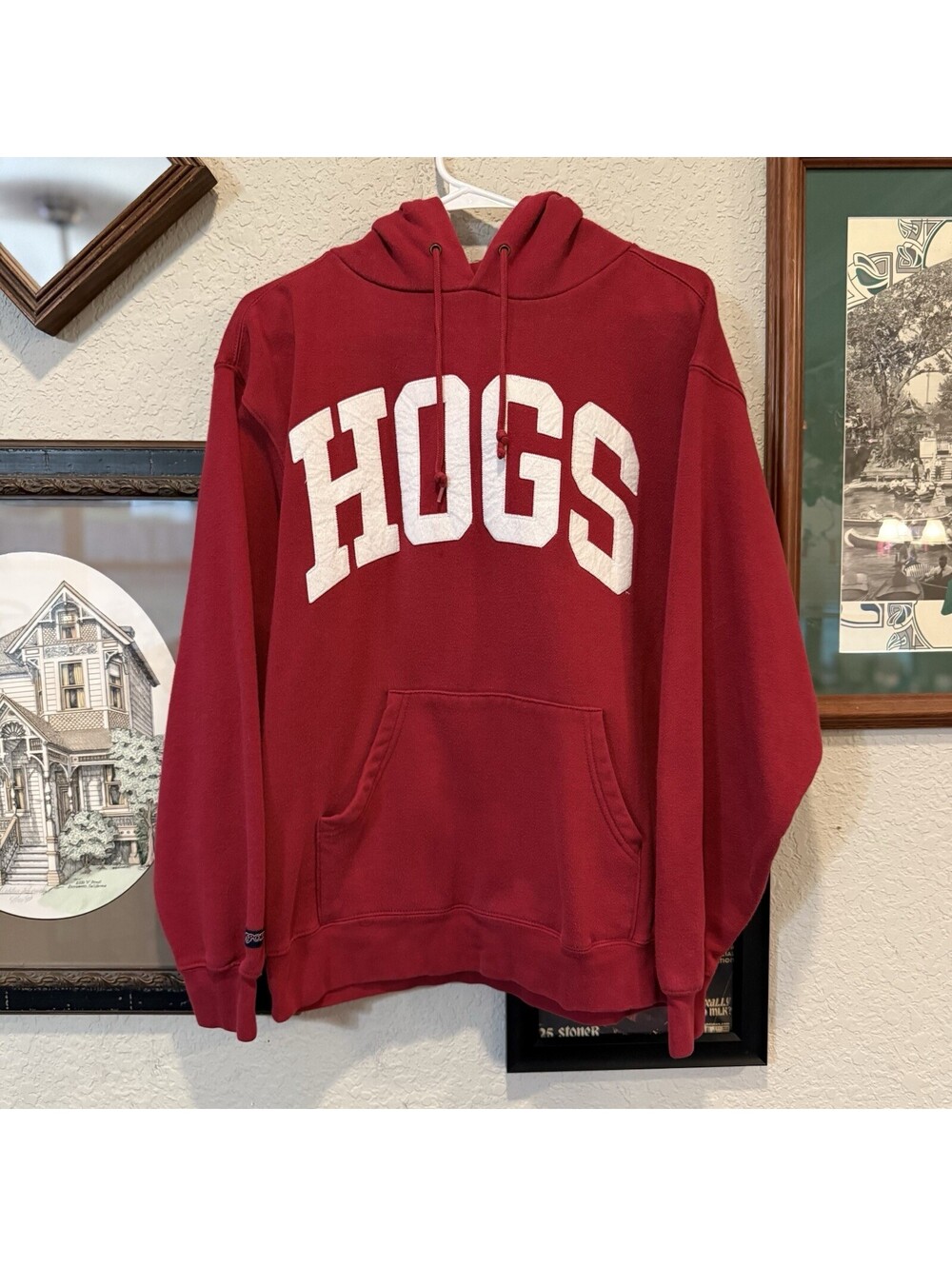 Vintage 90s RARE University Of Arkansas Red Hogs Mens Jansport Hoodie Sz Medium